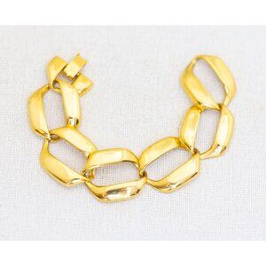 6 inch, Vintage Gold Tone Geometric Letter O Links Bracelet - AB2